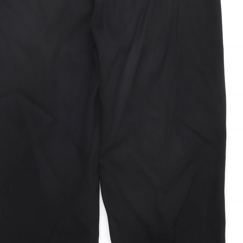 Brand and care label for AMARANTO women’s black trousers, size UK 28, in, 30-inch leg