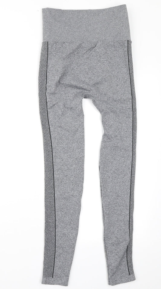Pure Simple Womens Grey Geometric Compression Leggings Size S L26 in
