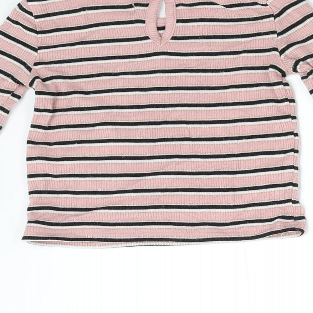 Brand and care label for Primark Baby Pink Striped Basic T-Shirt, size 3-6, Months