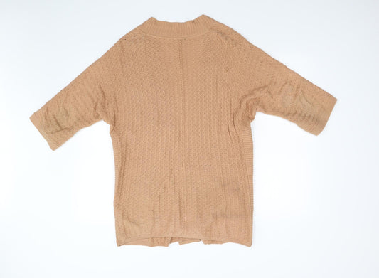 Warehouse Womens Brown Knit Cardigan Jumper Size 8
