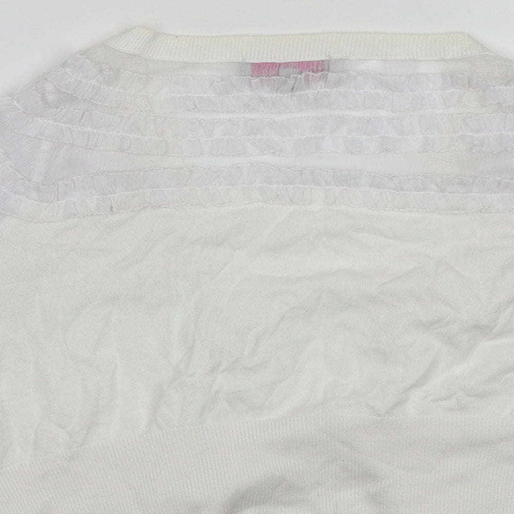 Be Beau Womens White Cardigan Jumper Size 12