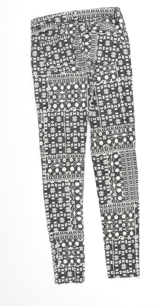 H&M Womens Multicoloured Geometric Jegging Jeans Size 10 L29 in
