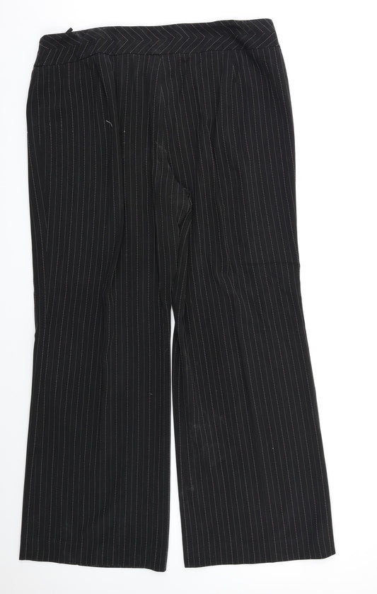Zona Womens Black Striped Dress Pants Trousers Size 20 L28 in