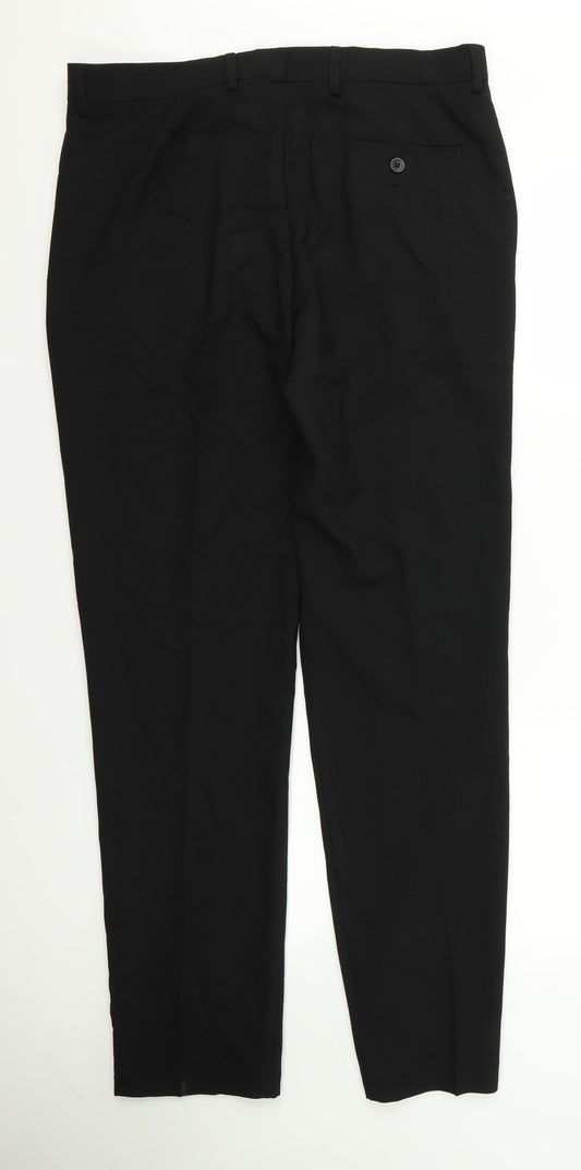 Preworn Womens Black Rayon Trousers Size 34 L24 in