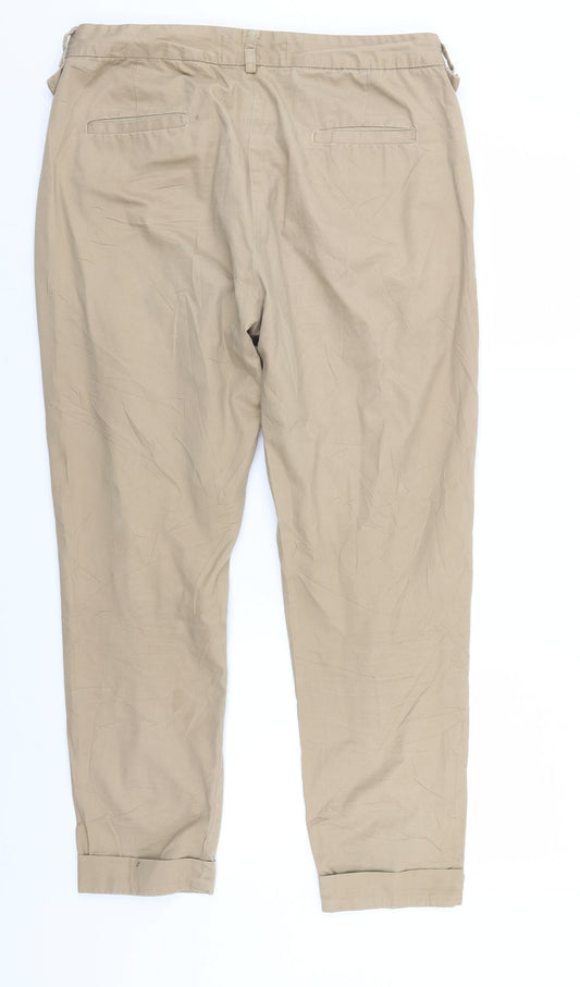 Sakura Womens Beige Chino Trousers Size 14 L28 in