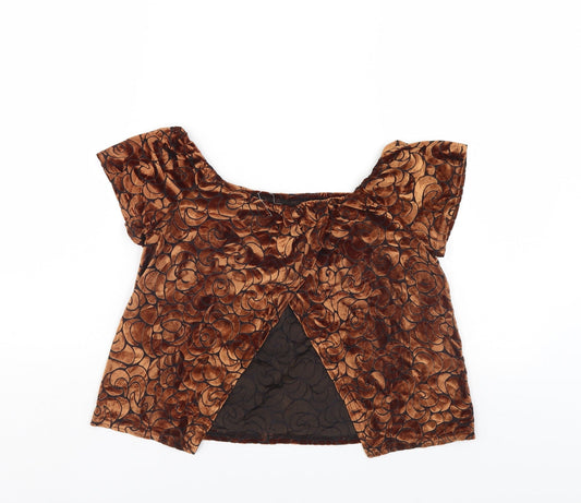 Pins & Needles Womens Brown Geometric Basic Blouse Size XS