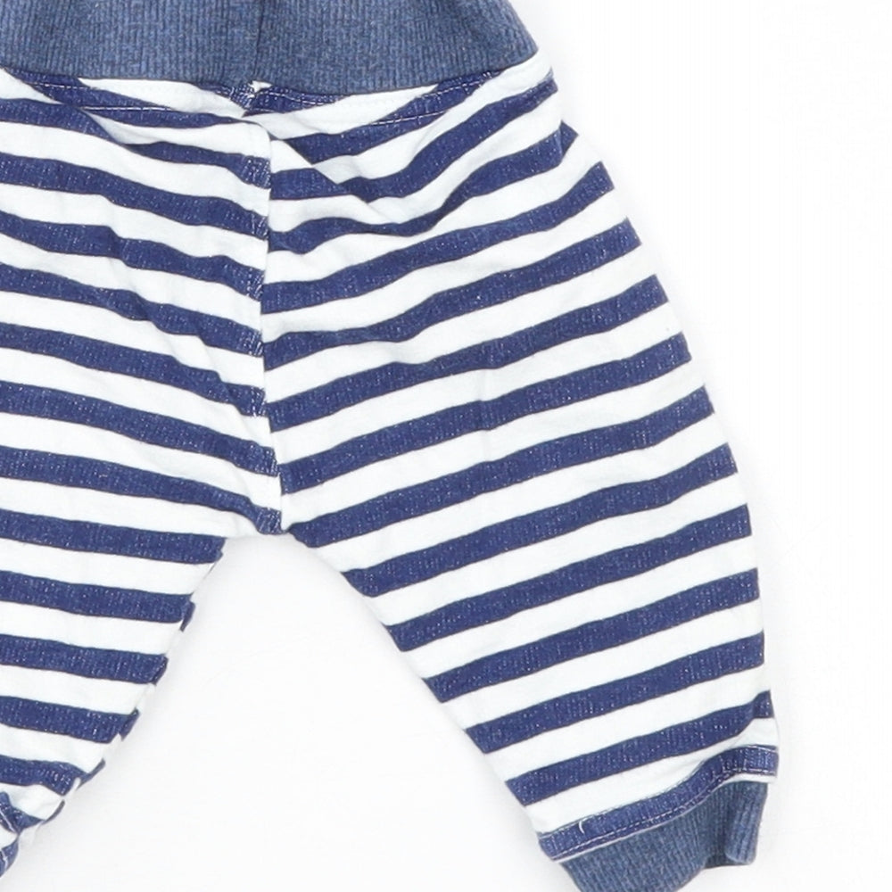 Brand and care label for Lily & dan Baby Blue Striped sweatpants, size 0-3, Months