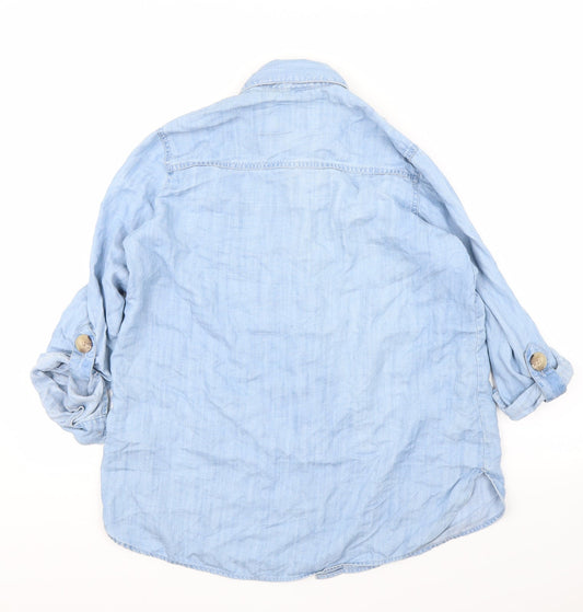 River Island Womens Blue Basic Button-Up Size XS