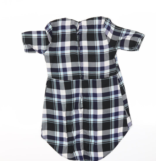 blue vanilla Womens Purple Check Cropped Blouse Size XS