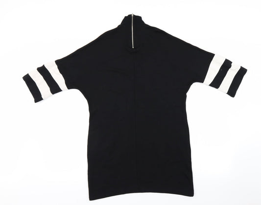 Select Womens Black Striped Basic T-Shirt Size 10