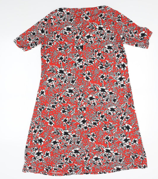 M&S Womens Red Floral A-Line Size 14
