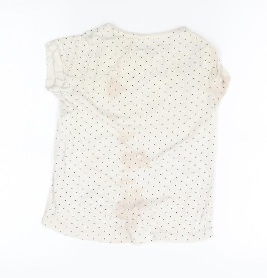 Primark Girls White Polka Dot Basic T-Shirt Size 8-9 Years - BFF