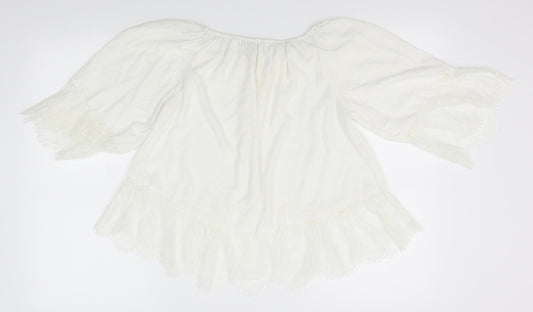 New collection Womens White Basic Blouse Size L
