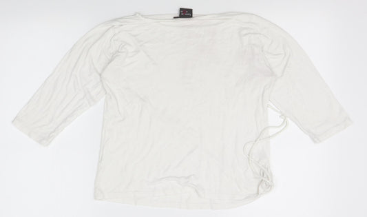 FunMum Womens White Basic T-Shirt Size L