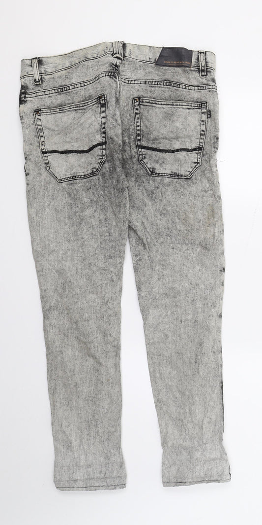 Bershka Mens Grey Denim Straight Jeans L28 in