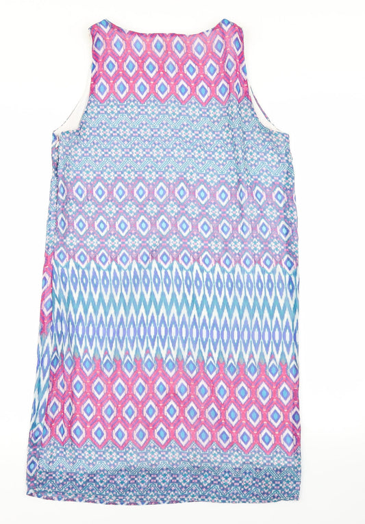 Whisper Womens Blue Batik A-Line Size M