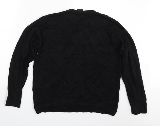 NEXT Mens Black Check Pullover Sweatshirt Size M