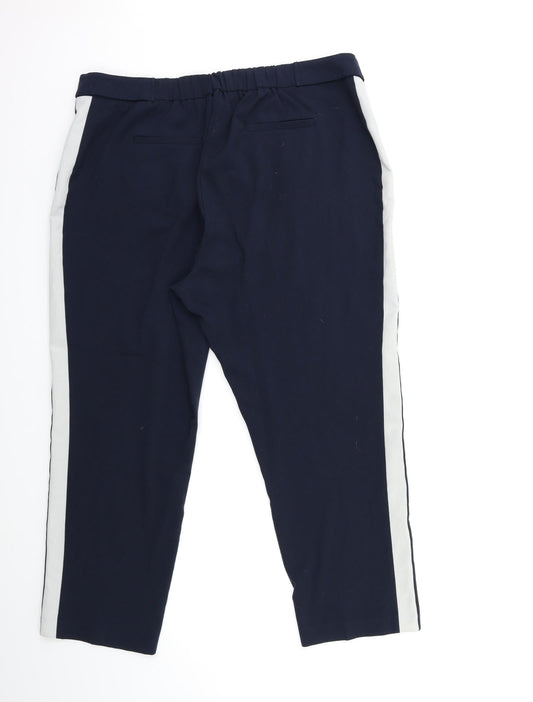 CAPSULE Womens Blue Striped Trousers Size 20 L28 in