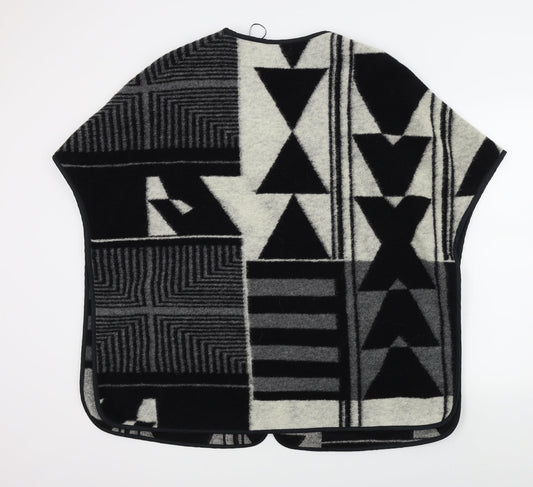 m&s Womens Black Geometric Jacket Poncho Size 10