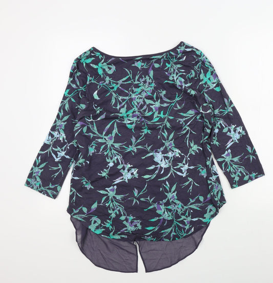 M&S Womens Blue Floral Pullover Jumper Size 14