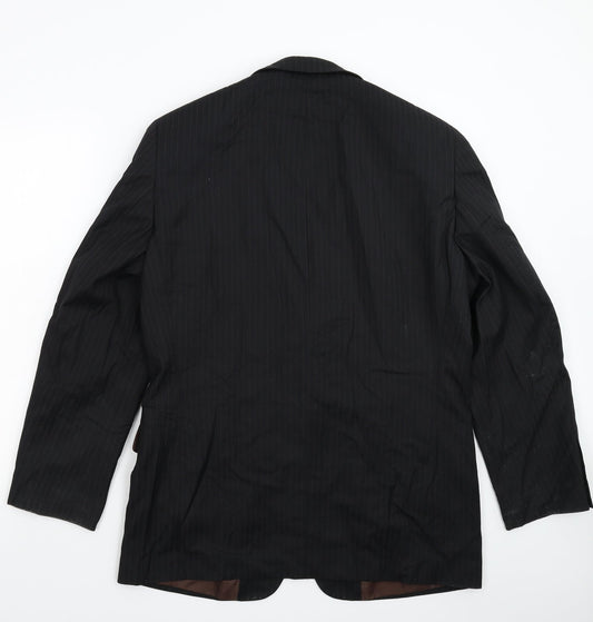 Preworn Mens Black Striped Jacket Suit Jacket Size 40