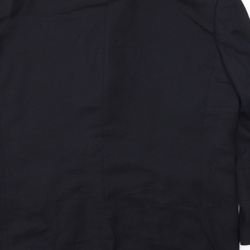 Brand and care label for hugo james men’s blue jacket blazer, size 42