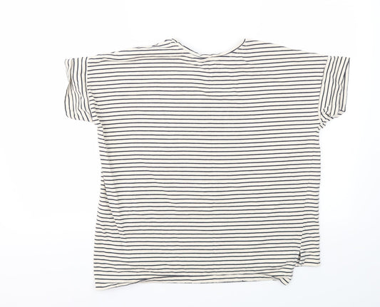 NEXT Womens Beige Striped Basic T-Shirt Size 12