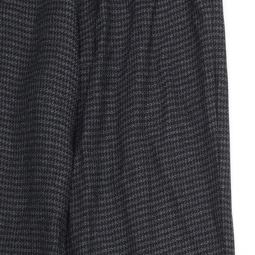 M&S Womens Black Houndstooth Trousers Size 10 L24 in