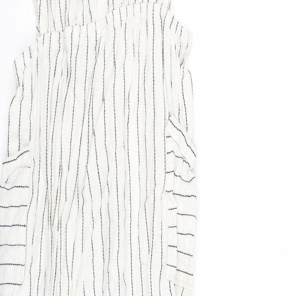 Primark Girls White Striped Playsuit One-Piece Size 13-14 Years