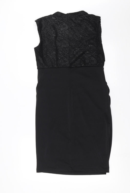 Body Flirt Womens Black Floral Pencil Dress Size 12 - Lace Detail