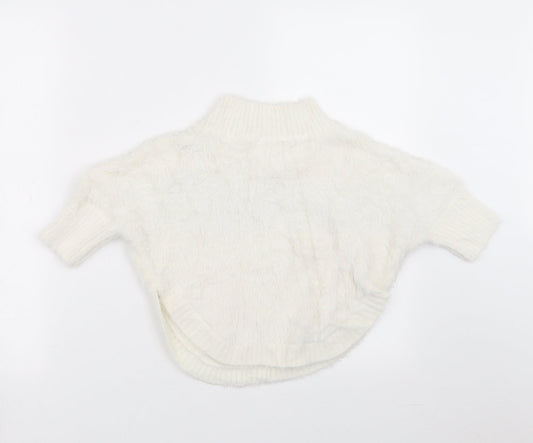 Hullabaloo Womens White Geometric Pullover Jumper Size S