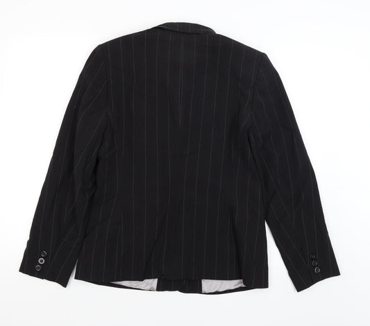 Collection Womens Black Striped Jacket Blazer Size 14