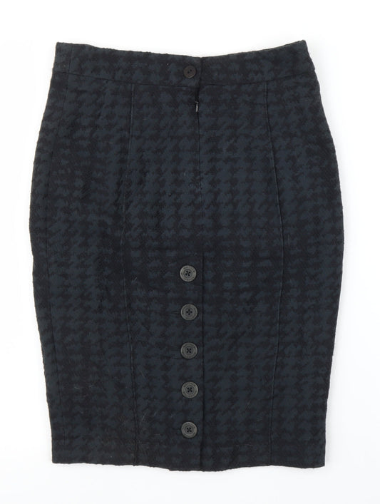 Matthew Williamson Womens Grey Houndstooth Straight & Pencil Skirt Size 10