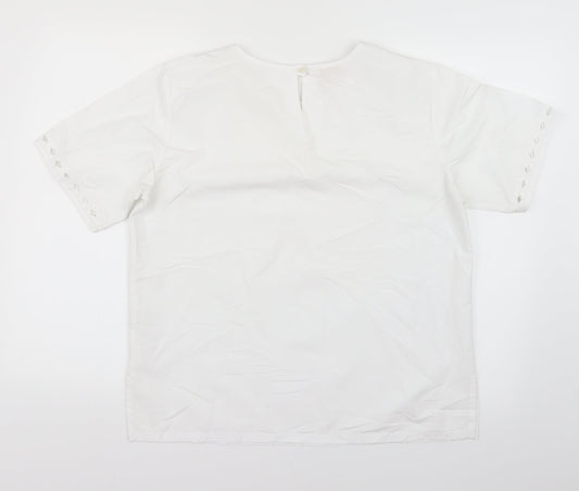 Daxon Womens White Basic T-Shirt Size 14