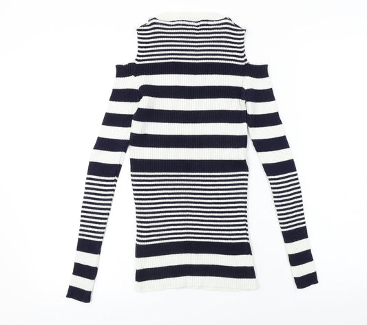NEXT Womens White Striped Pullover Jumper Size 8