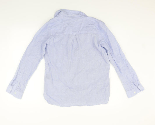 Klass Womens Blue Striped Basic Button-Up Size 10