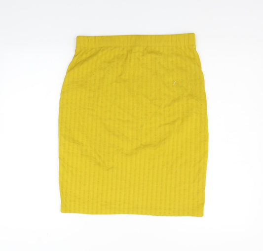 Jaqueline de Yong Womens Yellow A-Line Skirt Size L