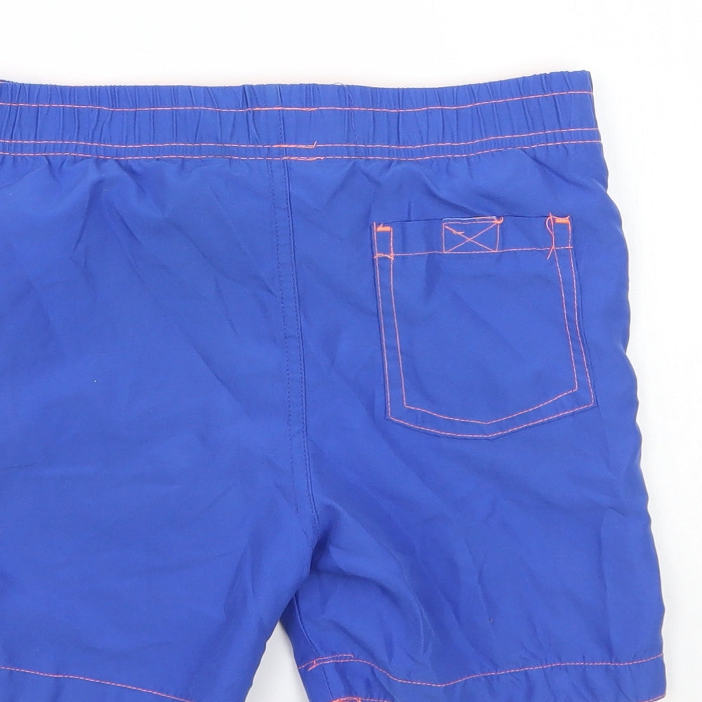Brand and care label for Rebel boys’ blue bermuda shorts, size 4-5, years
