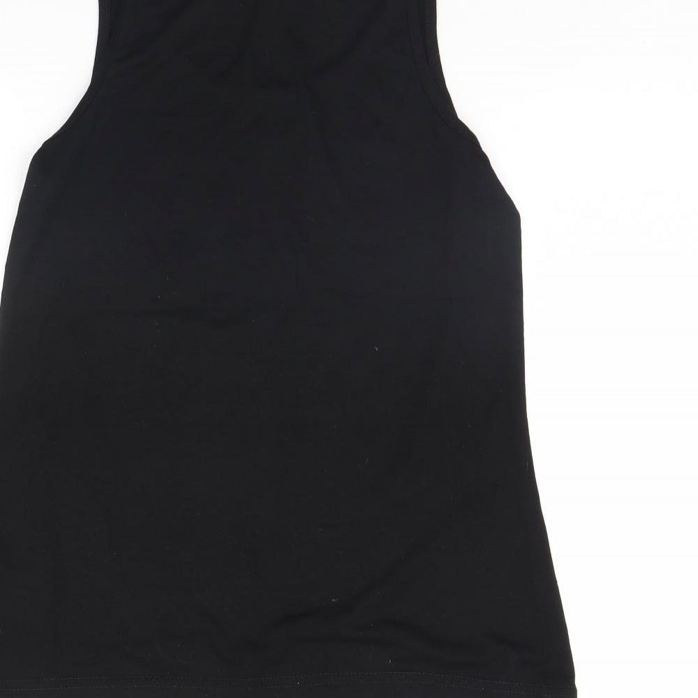 Brand and care label for Lee Cooper women’s black basic tank, size UK 8