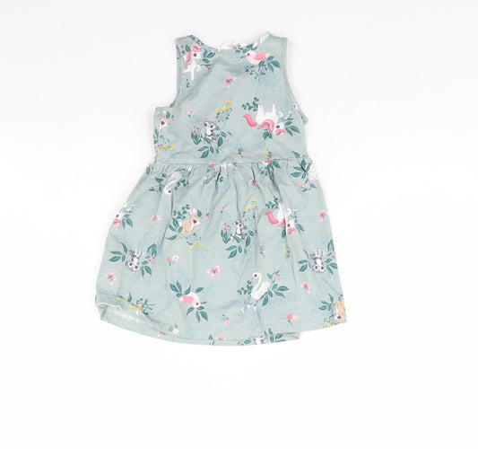 H&M Girls Green Floral Fit & Flare Size 2 Years