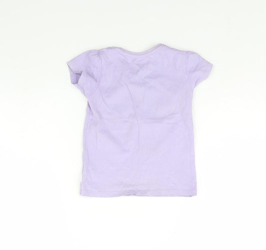 Primark Girls Purple Basic T-Shirt Size 24 Months - Unicorn