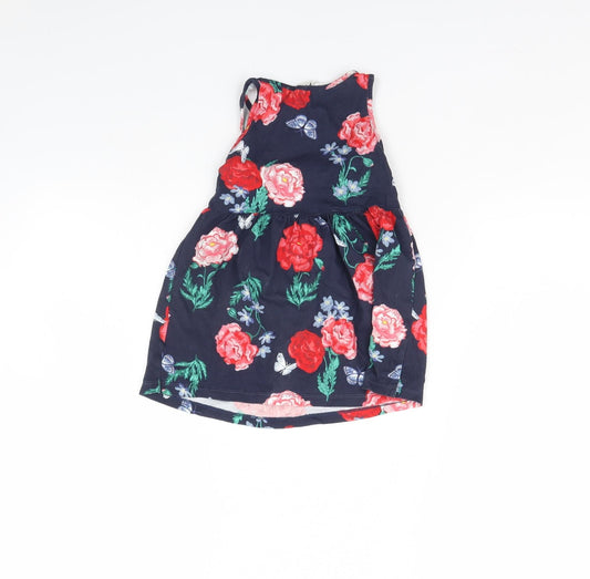 h7M Girls Blue Floral Fit & Flare Size 2 Years