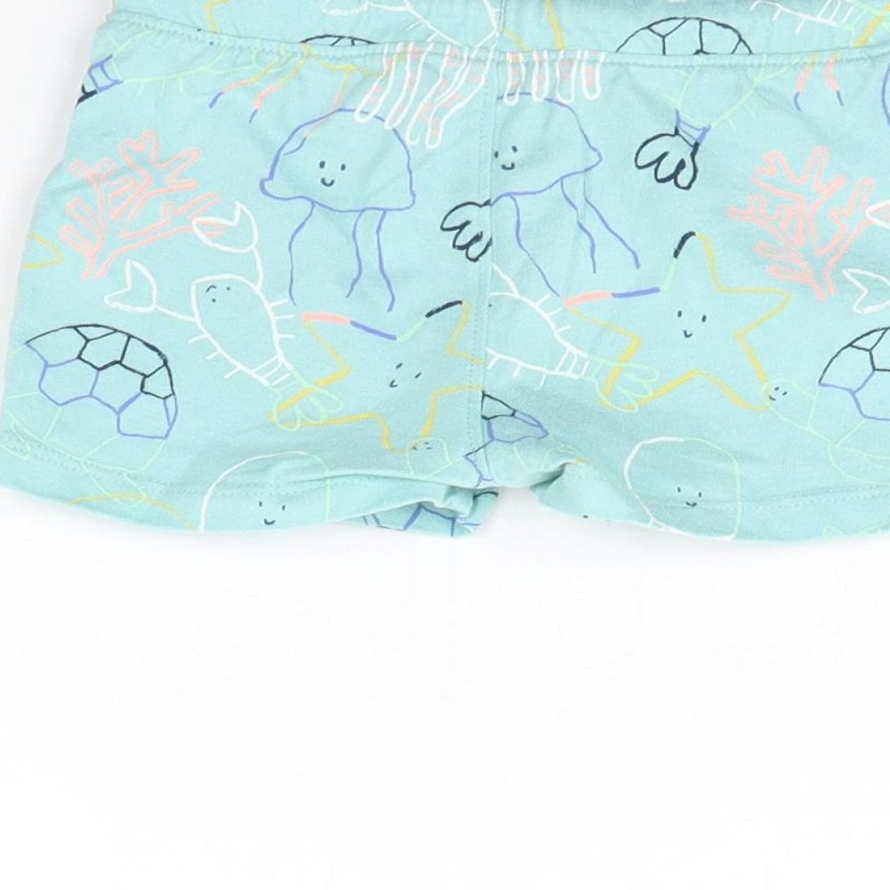 Brand and care label for Marks & Spencer Baby Blue Spotted Cropped Trousers, size 9, Months - sea life