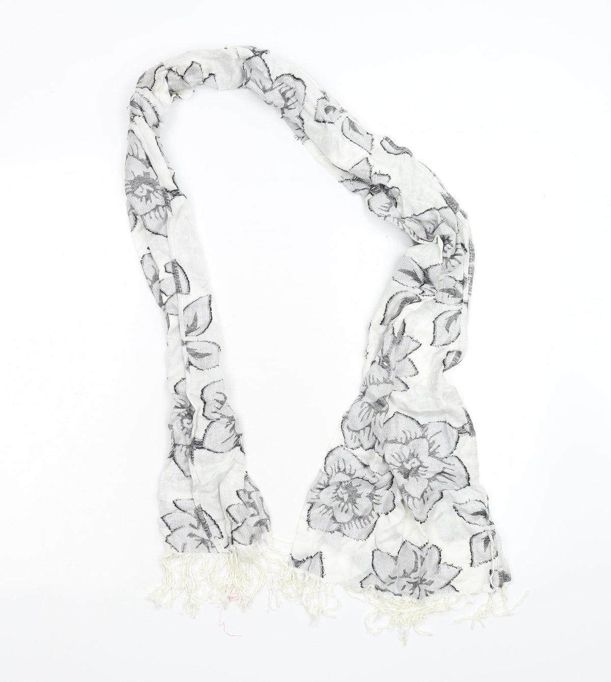 Preworn Womens Grey Floral Scarf