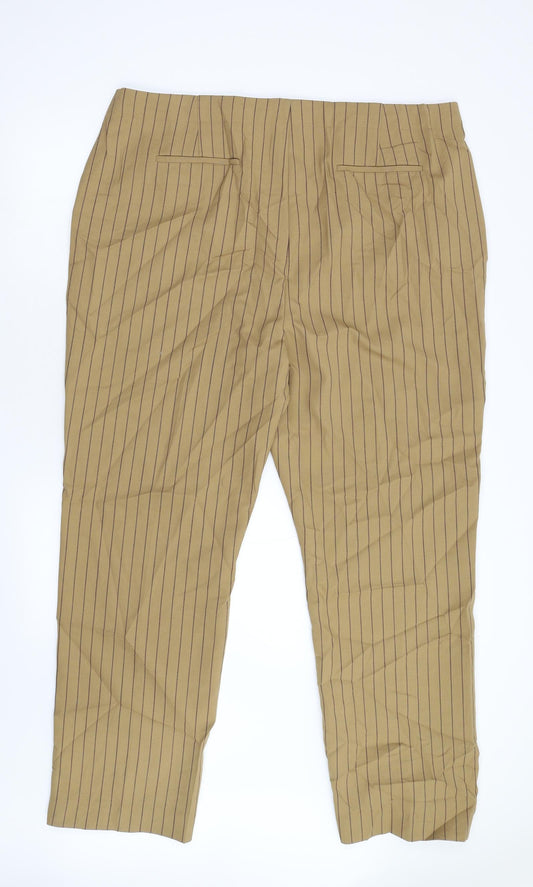 Autograph Womens Brown Striped Trousers Size 22 L31 in
