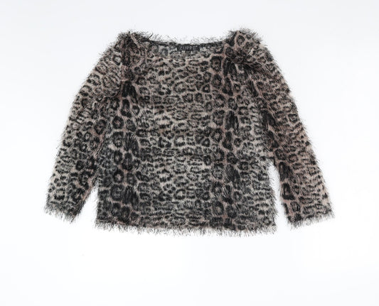 Zuppe Womens Brown Animal Print Pullover Jumper Size S