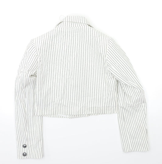 Select Womens White Striped Jacket Blazer Size 6