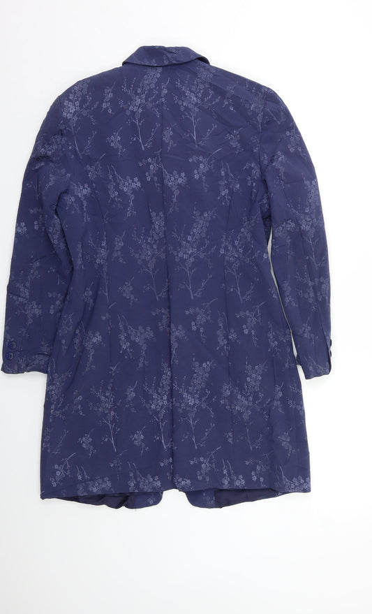 Choise Womens Blue Floral Jacket Blazer Size M