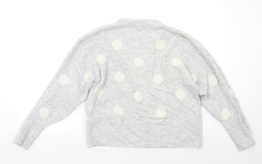 H&M Womens Grey Polka Dot Pullover Jumper Size S