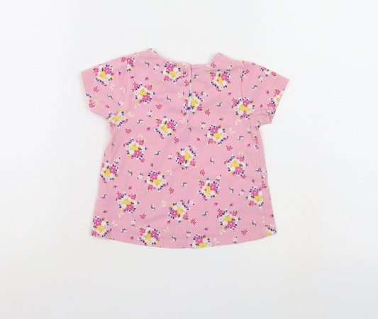 Mini Club Girls Pink Floral Pinafore/Dungaree Dress Size 9-12 Months